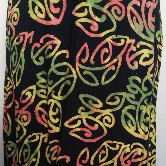 4/$20 Hand Kreation Black Batik Print Dress Size XL Sleeveless Adjustable Straps - Picture 3 of 8